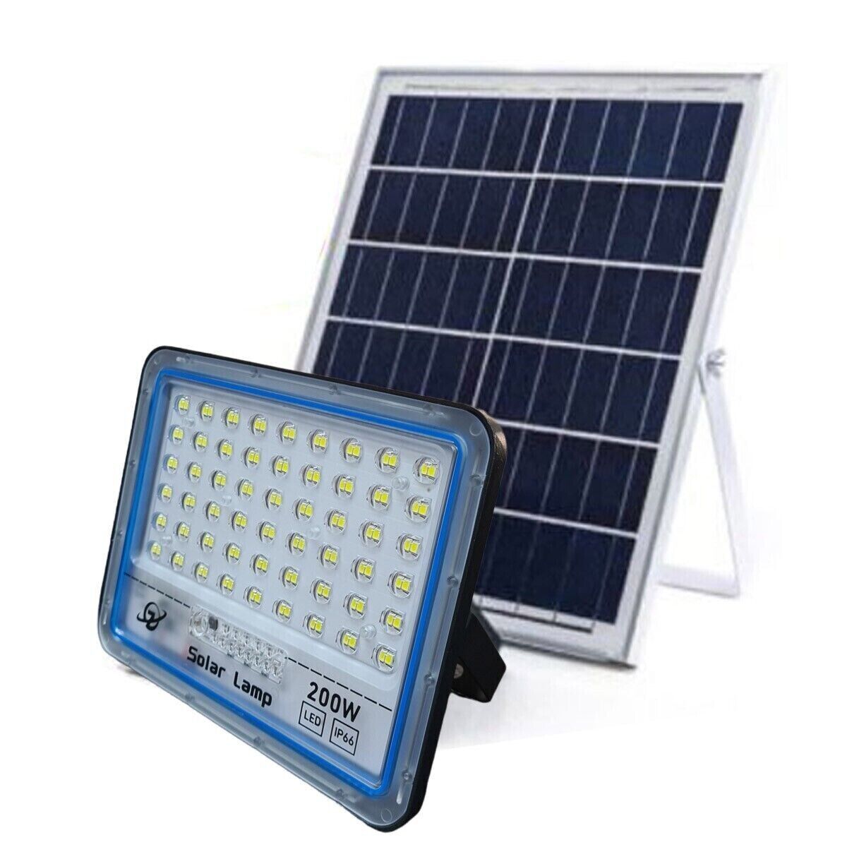 NUOVA 2022 FARO SOLARE 200W LED CON PANNELLO FARETTO CREPUSCOLARE TELECOMANDO