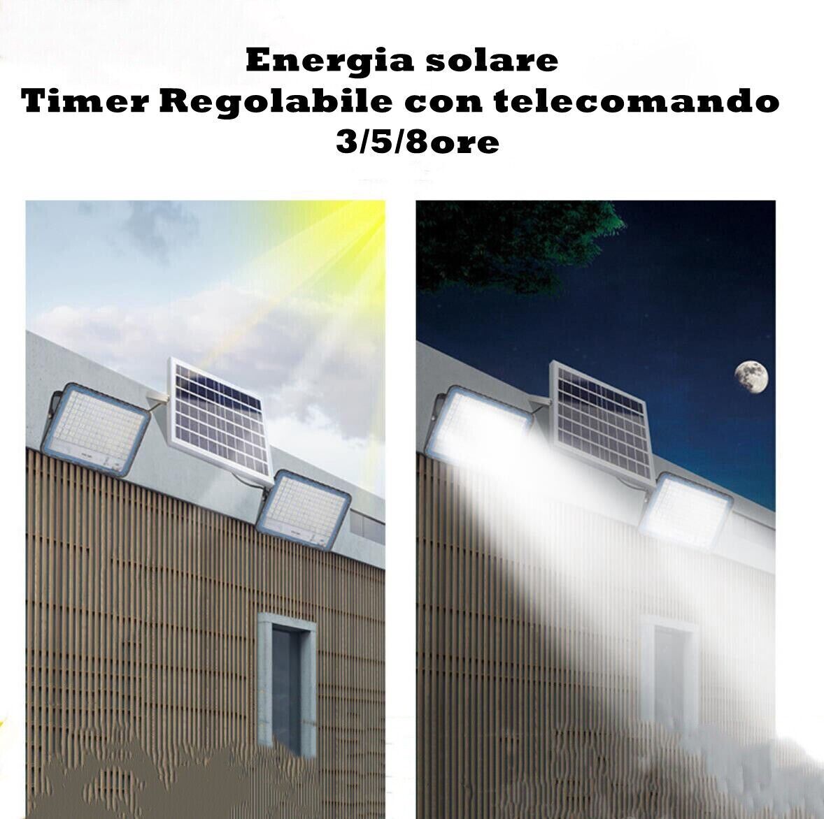 NUOVA 2022 FARO SOLARE 200W LED CON PANNELLO FARETTO CREPUSCOLARE TELECOMANDO