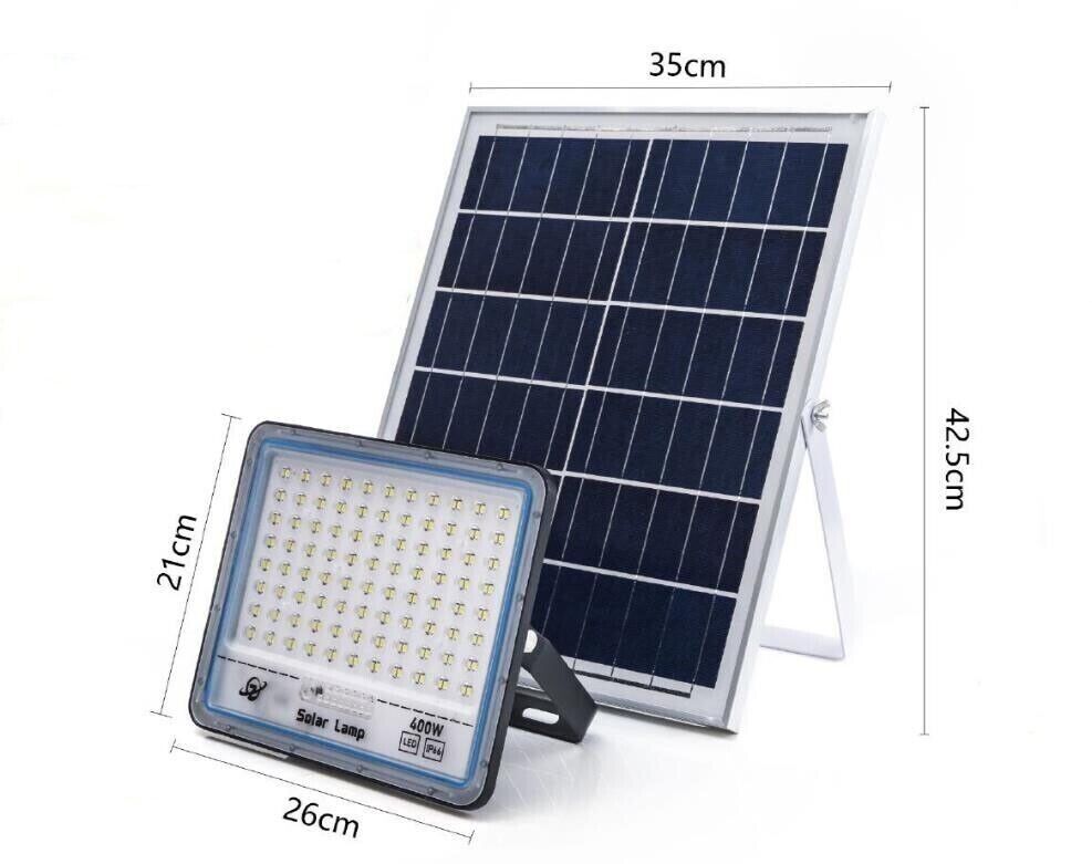 FARO SOLARE 400W LED CON PANNELLO FARETTO CREPUSCOLARE TELECOMANDO IP66