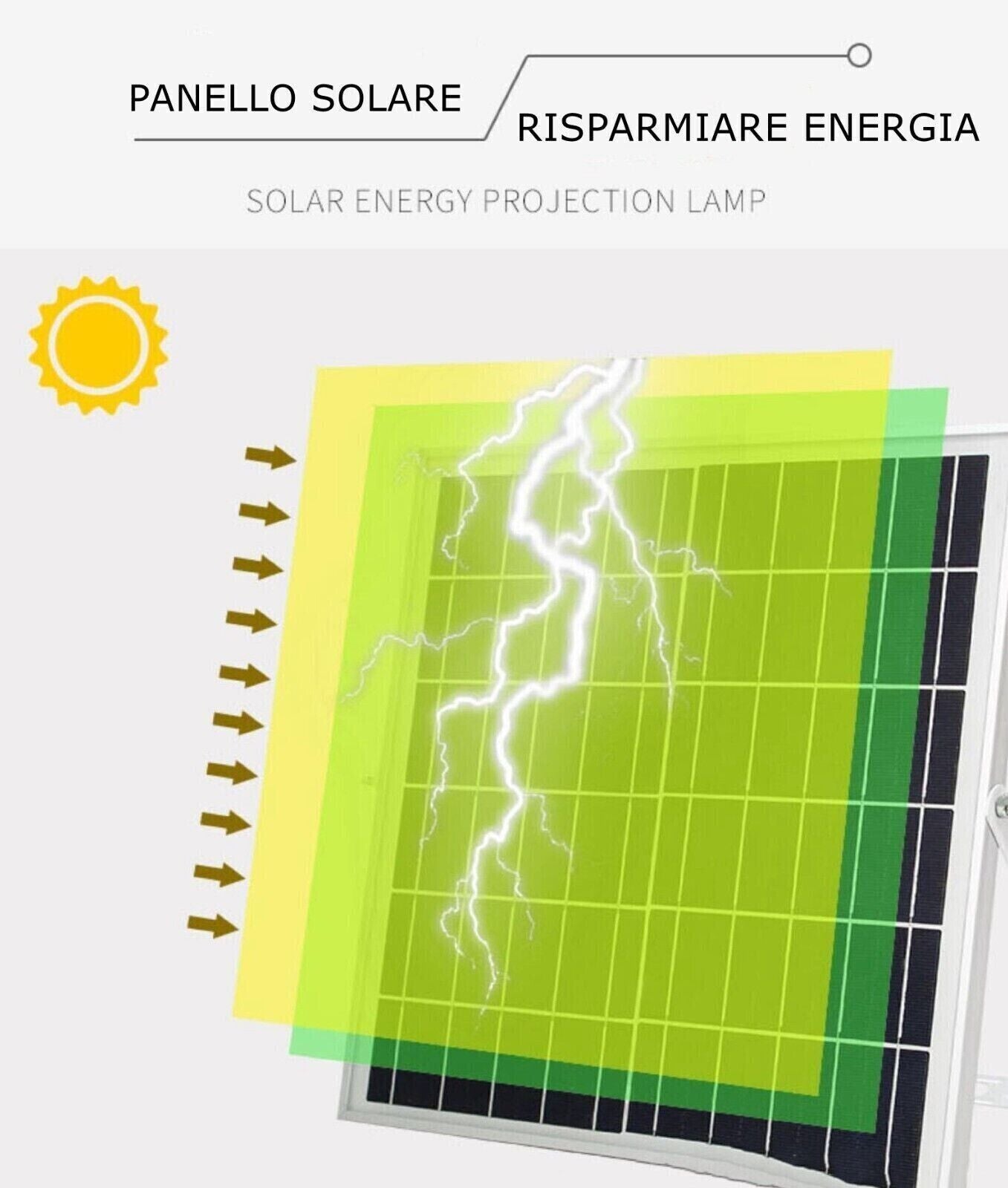 FARO SOLARE 400W LED CON PANNELLO FARETTO CREPUSCOLARE TELECOMANDO IP66