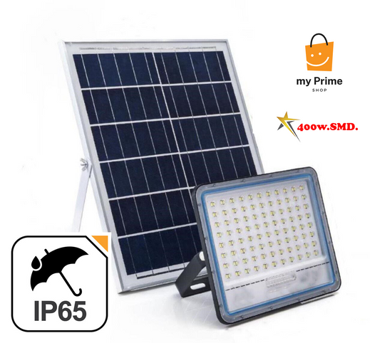 FARO SOLARE 400W LED CON PANNELLO FARETTO CREPUSCOLARE TELECOMANDO IP66