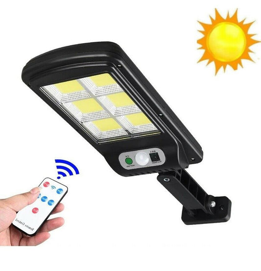 Faretto lampione con 120 led cob da esterno a pannello solare sensore movimento